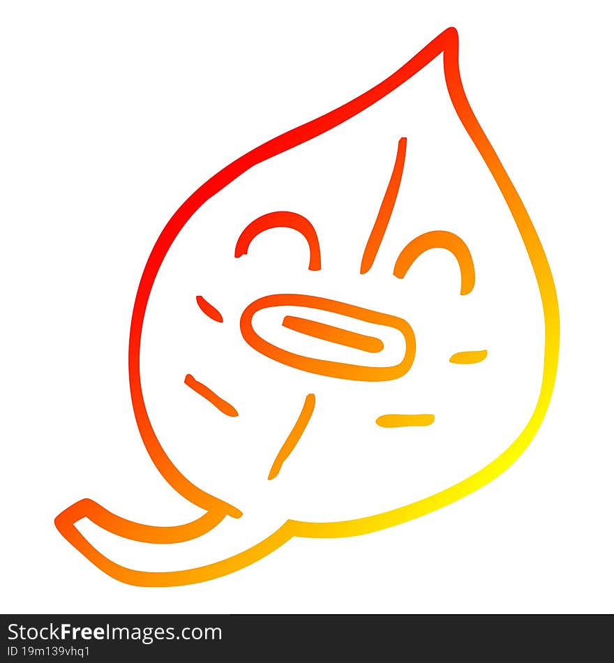 warm gradient line drawing cartoon leaf