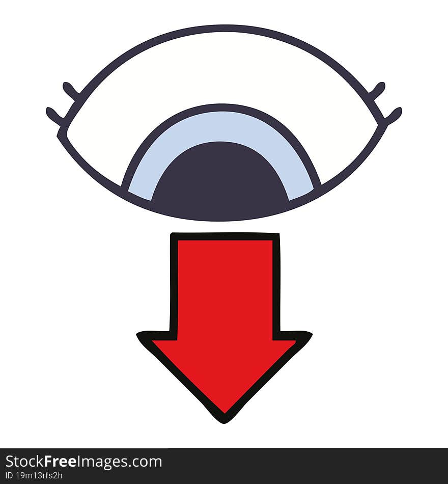 cute cartoon of a eye pointing down