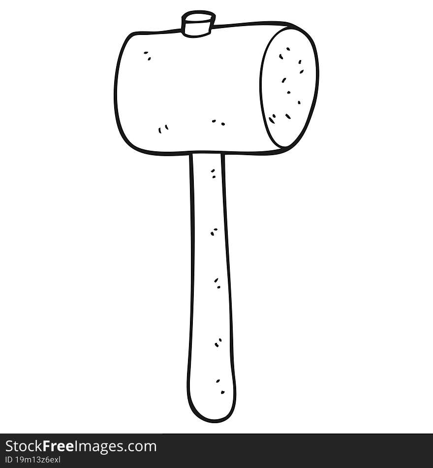 black and white cartoon wooden mallet