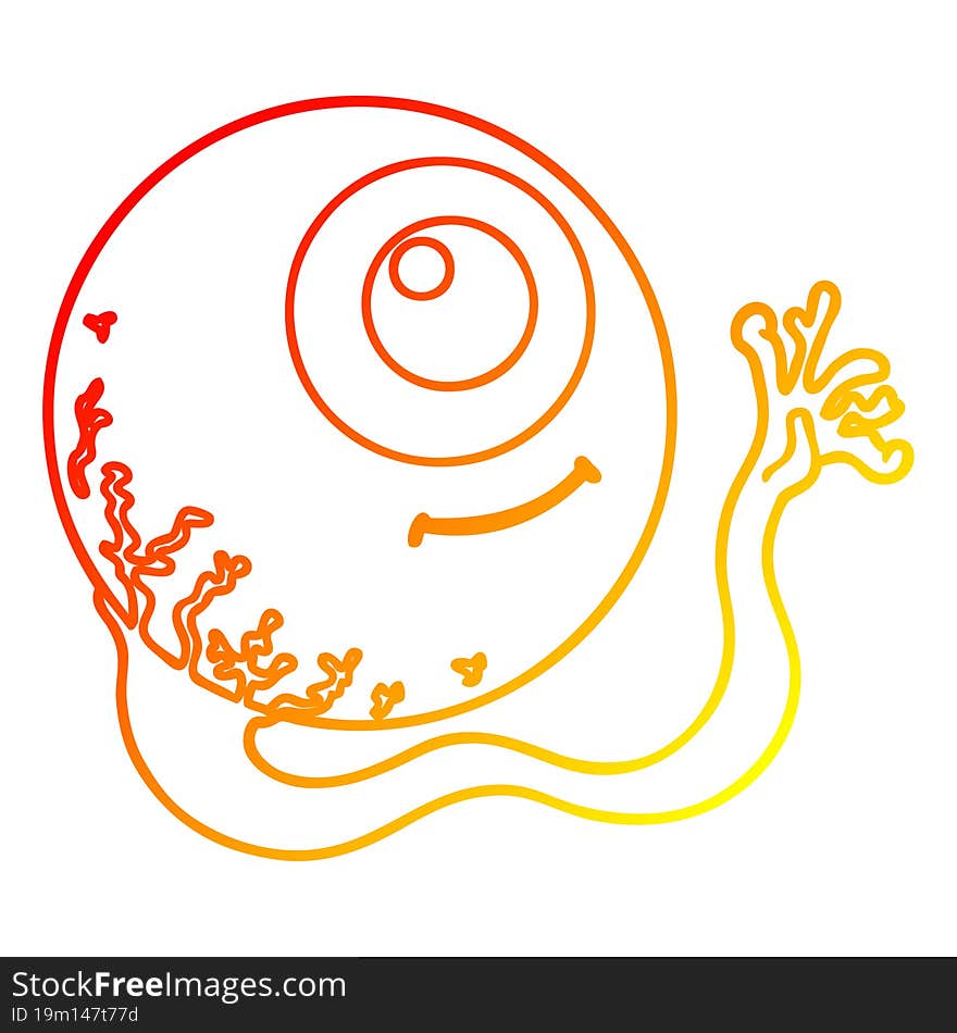 warm gradient line drawing cartoon eyeball