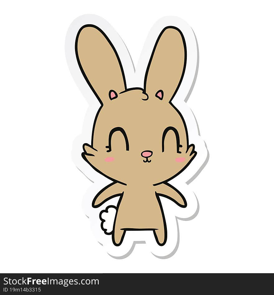 Sticker Of A Cute Cartoon Rabbit