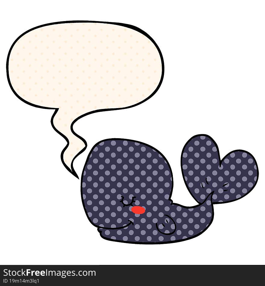 cartoon whale and speech bubble in comic book style