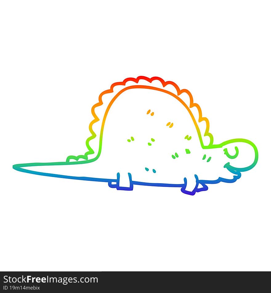 rainbow gradient line drawing cartoon prehistoric dinosaur