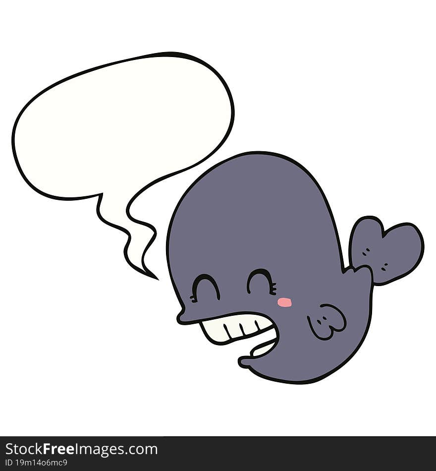 Cartoon Whale And Speech Bubble