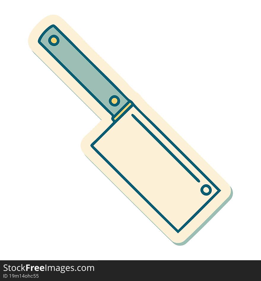 Tattoo Style Sticker Of A Meat Cleaver