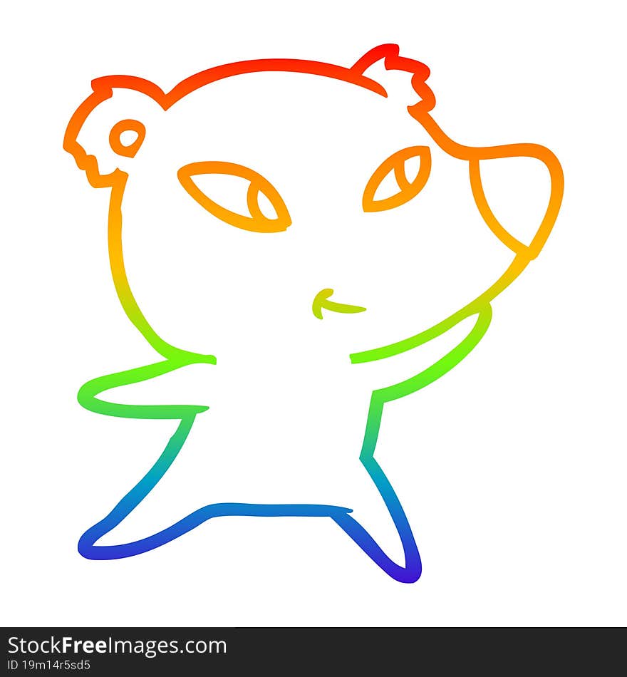 rainbow gradient line drawing cute cartoon bear