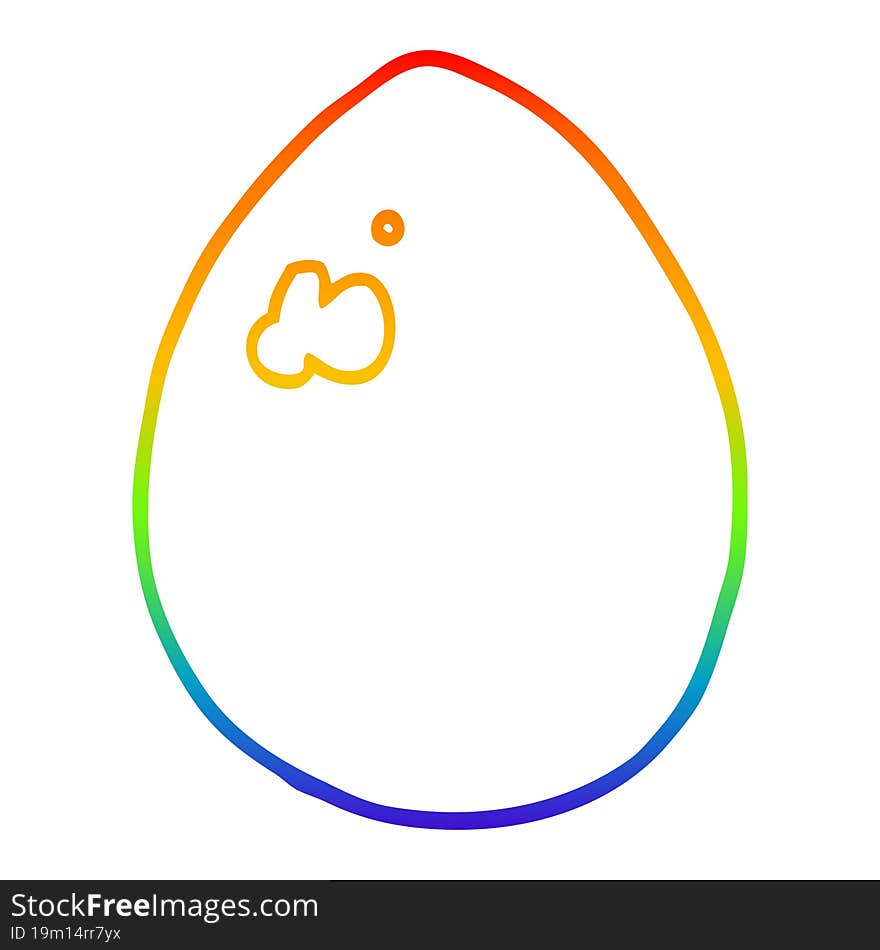 rainbow gradient line drawing of a cartoon egg