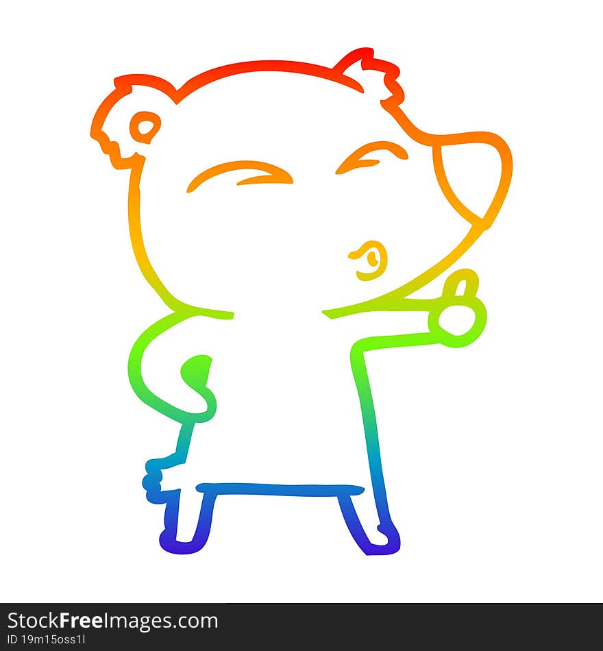 rainbow gradient line drawing cartoon whistling bear