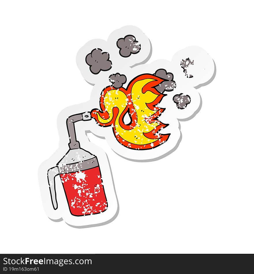 retro distressed sticker of a cartoon blow torch