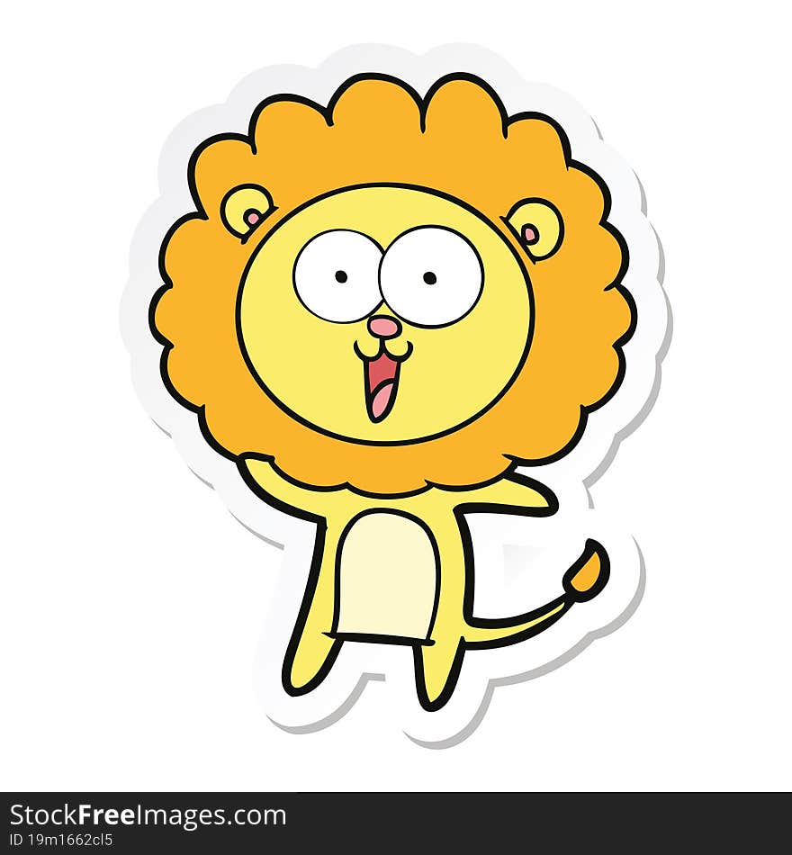 sticker of a happy cartoon lion