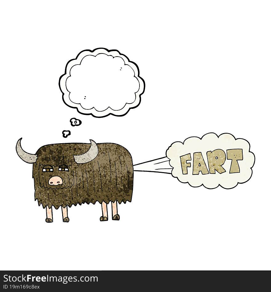 thought bubble textured cartoon hairy cow farting