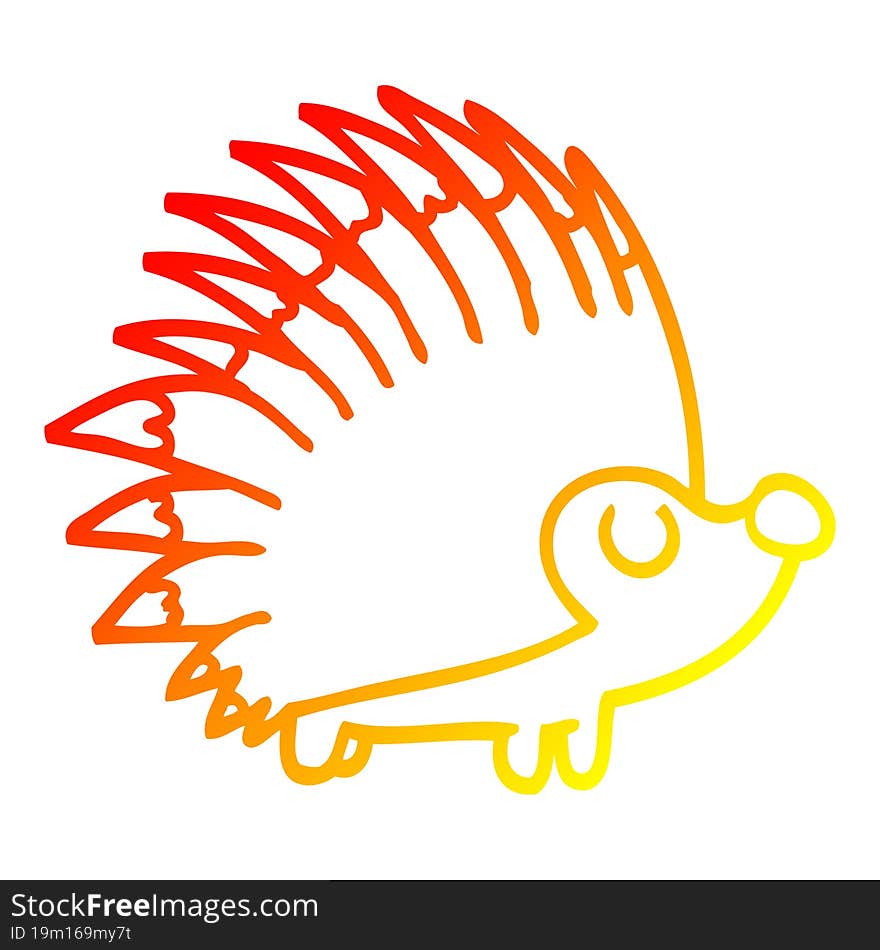 warm gradient line drawing cartoon spiky hedgehog