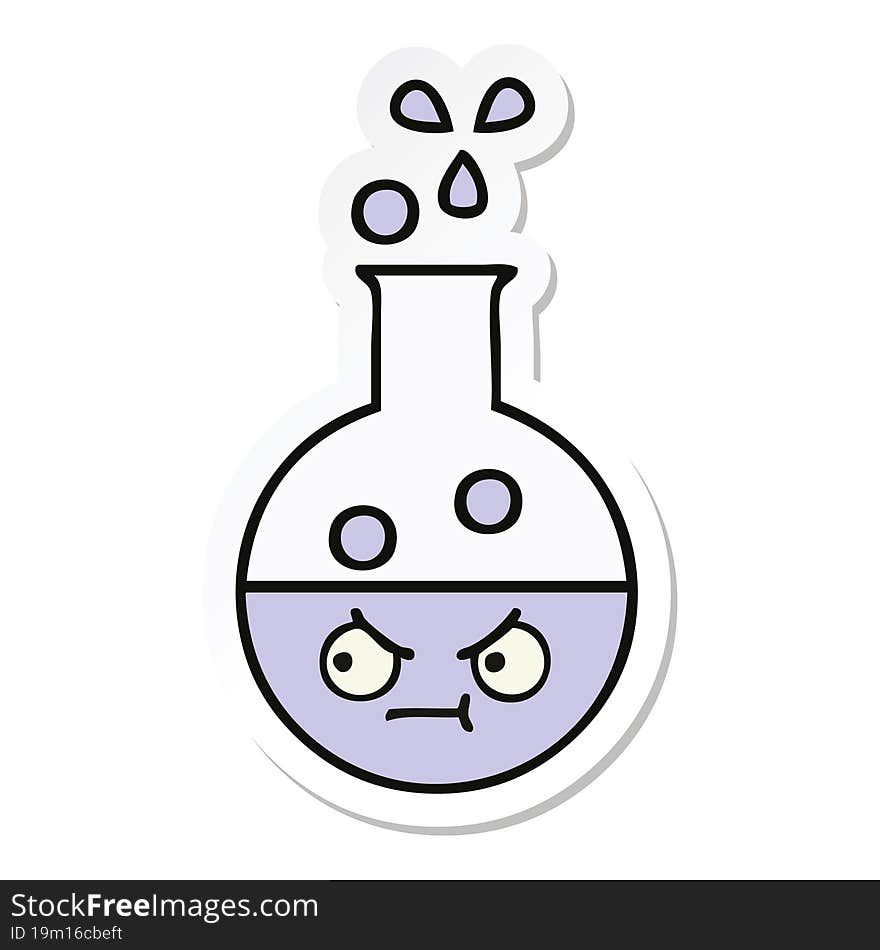 Sticker Of A Cute Cartoon Test Tube