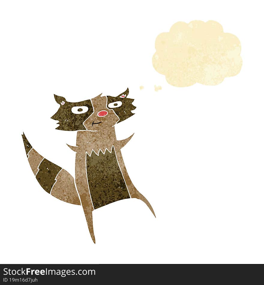 cartoon raccoon with thought bubble