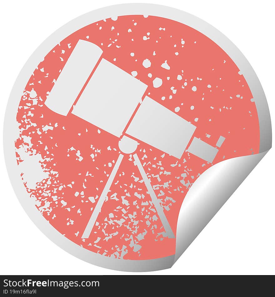 distressed circular peeling sticker symbol telescope