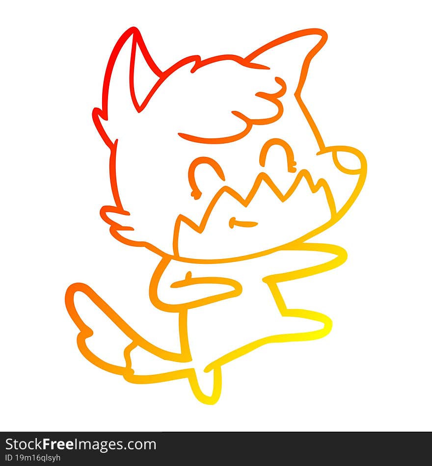 warm gradient line drawing cartoon friendly fox