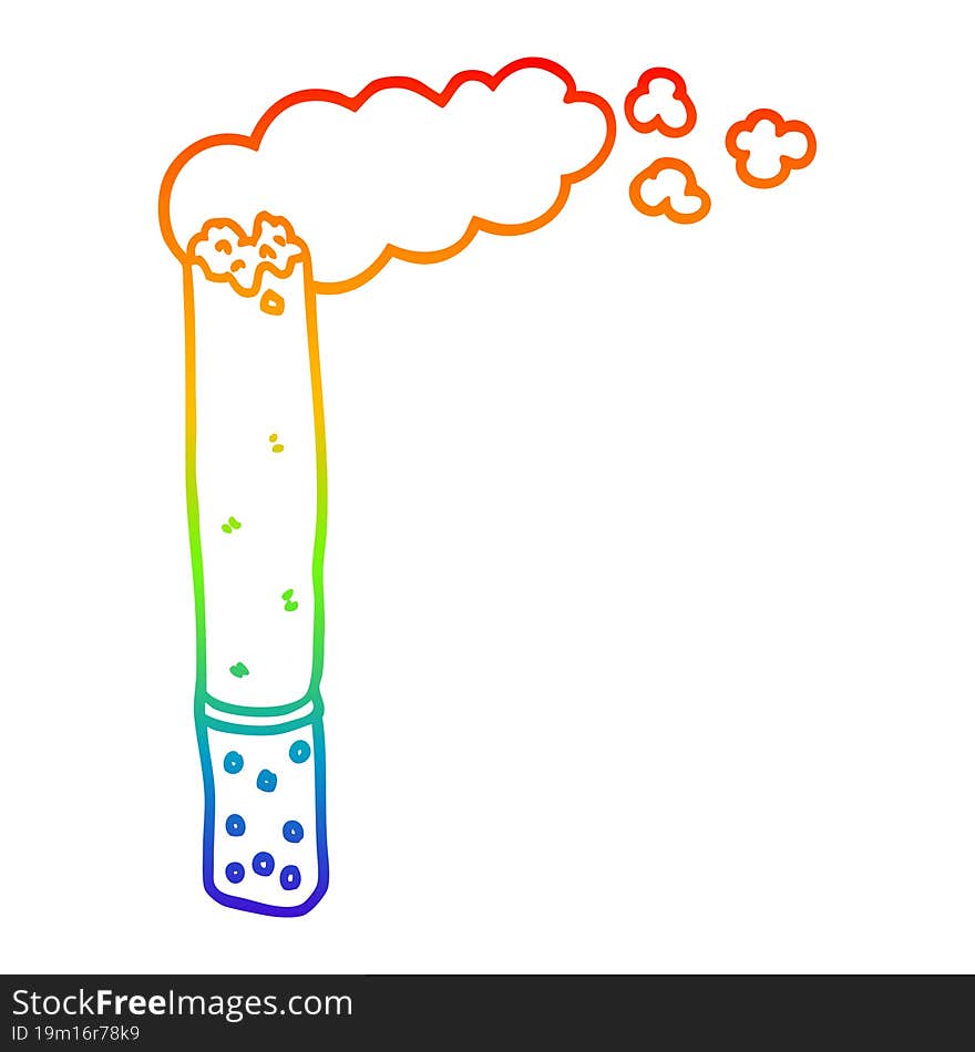 Rainbow Gradient Line Drawing Cartoon Cigarette