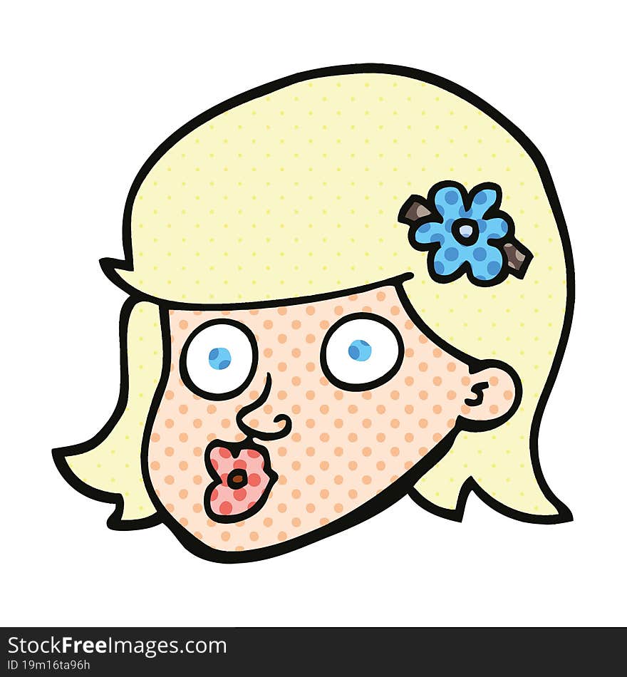 comic book style cartoon face of a girl