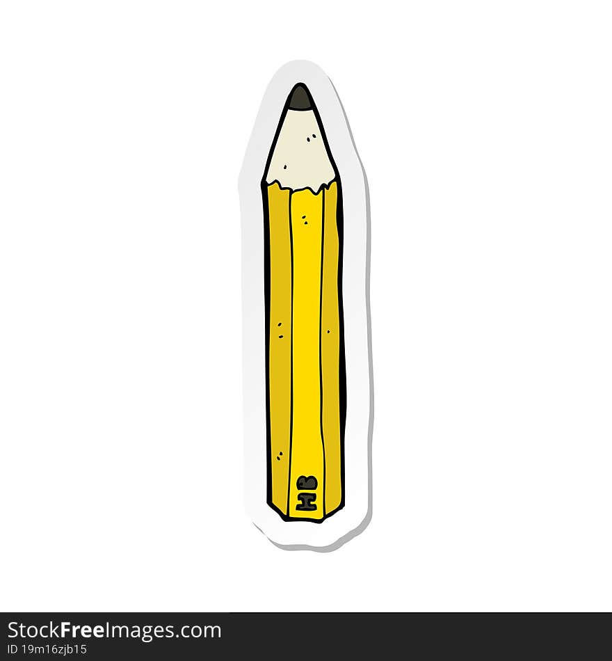 sticker of a cartoon pencil