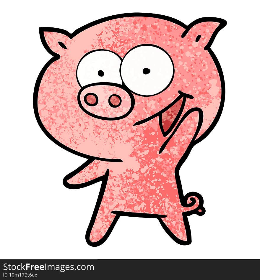 cheerful pig cartoon. cheerful pig cartoon