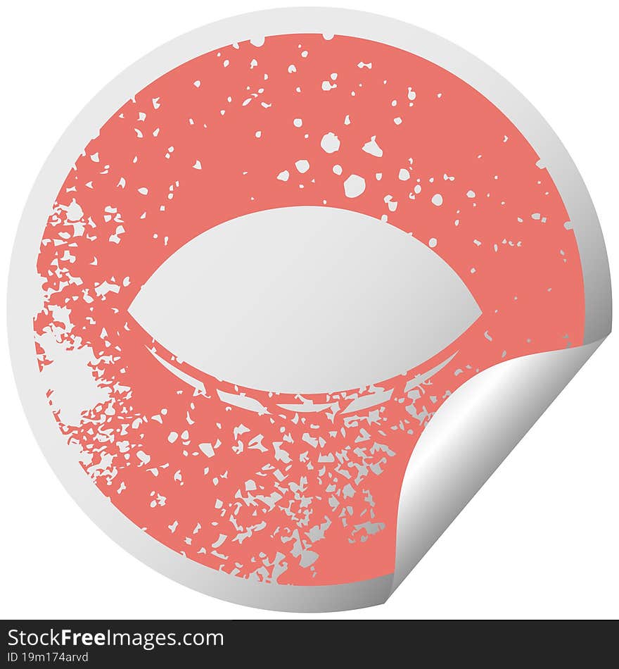 distressed circular peeling sticker symbol of a sleeping eye