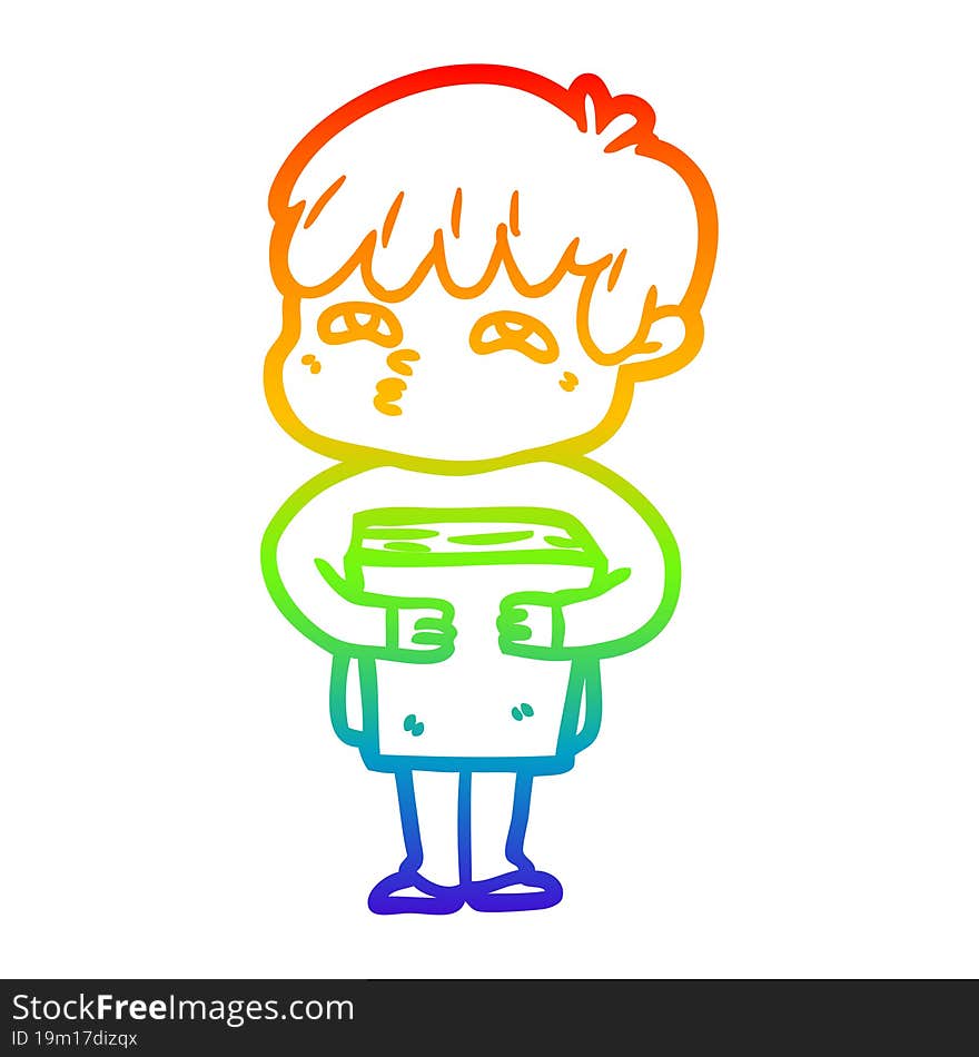 rainbow gradient line drawing cartoon curious man