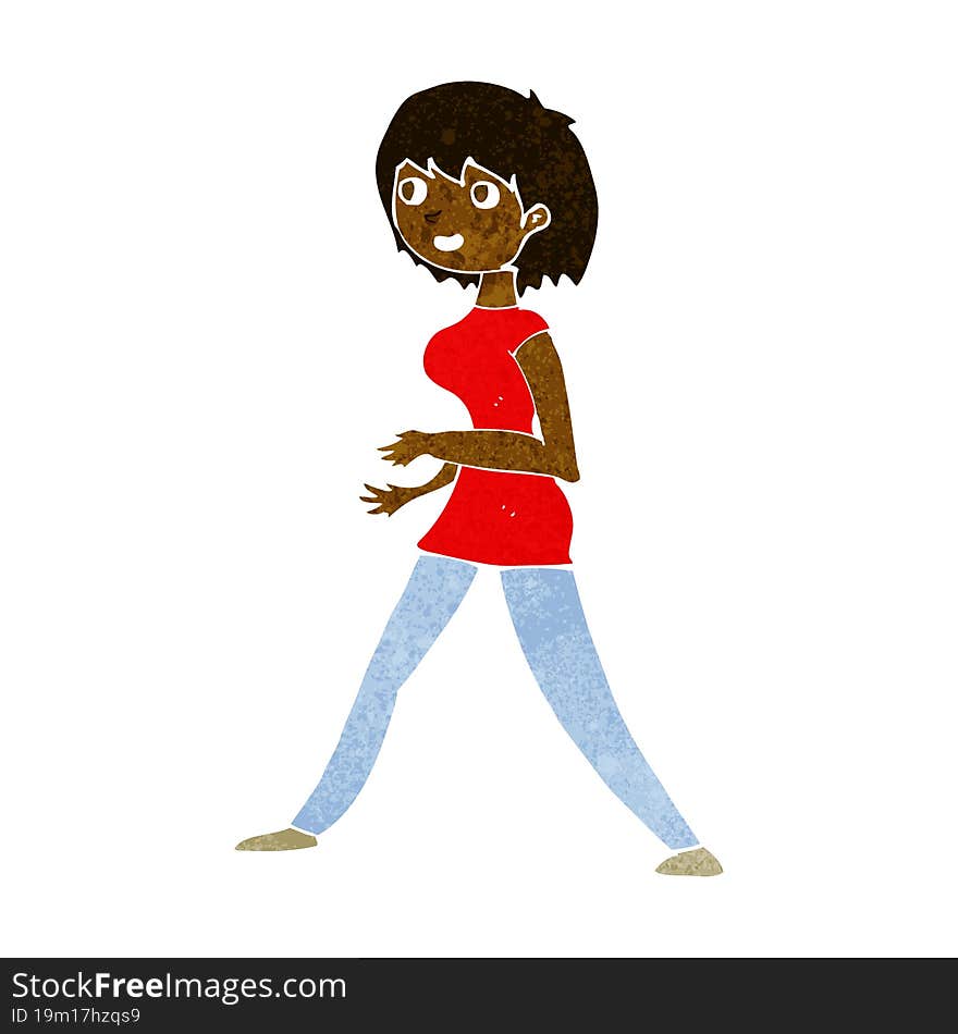 cartoon woman walking