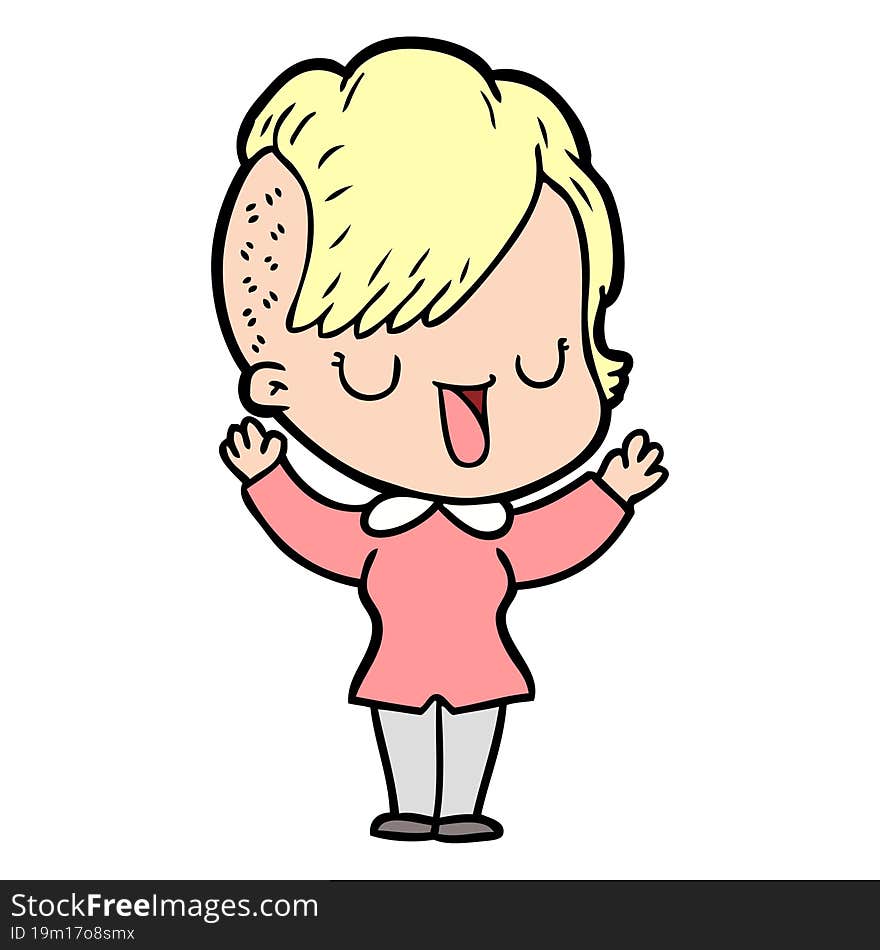 cute cartoon girl with hipster haircut. cute cartoon girl with hipster haircut