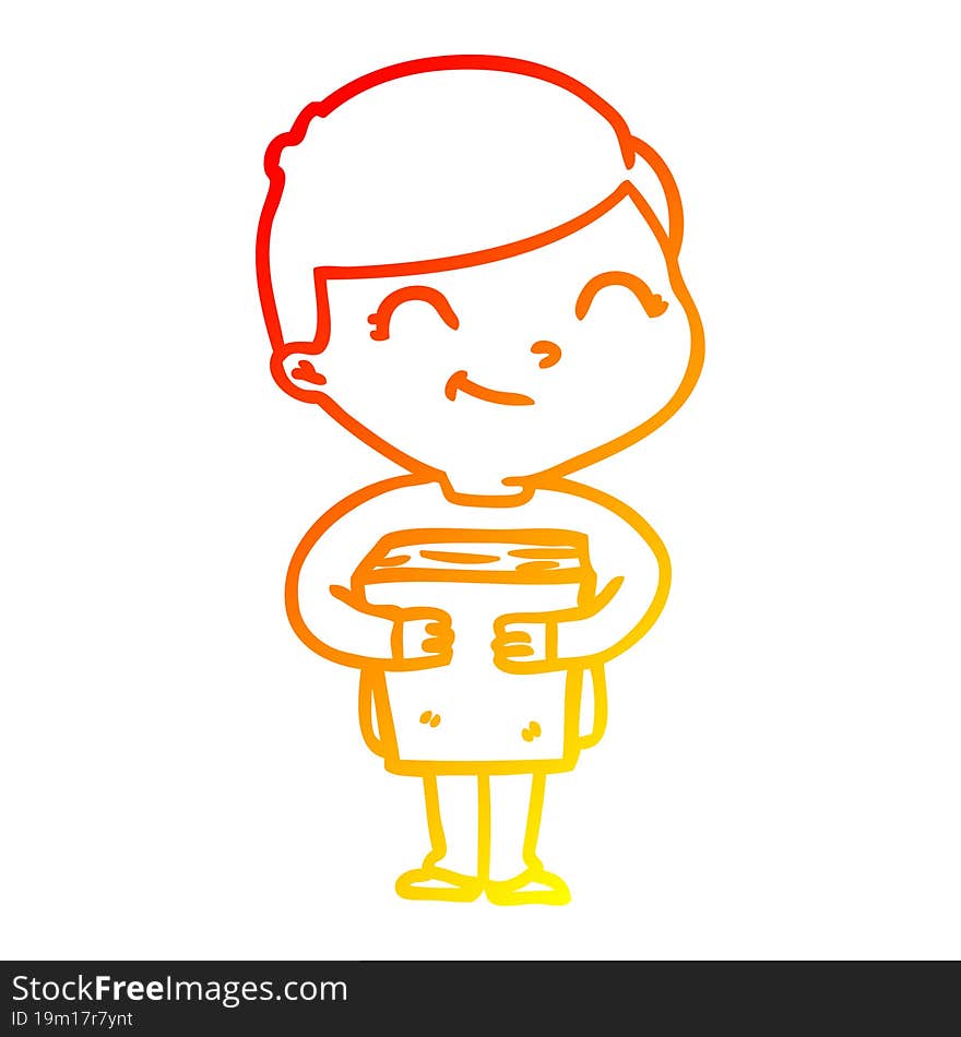 warm gradient line drawing cartoon boy smiling