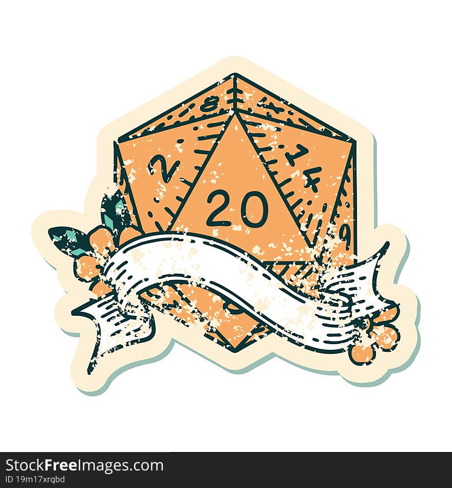 natural twenty D20 dice roll illustration