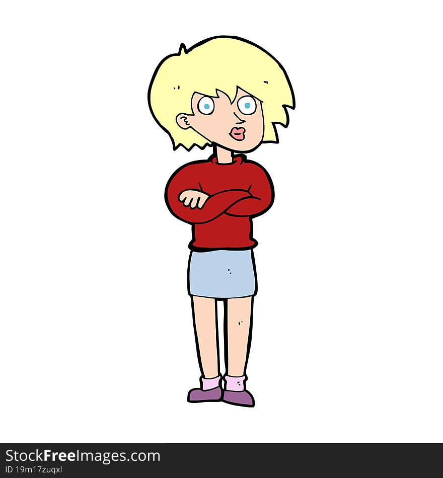 cartoon woman wit crossed arms