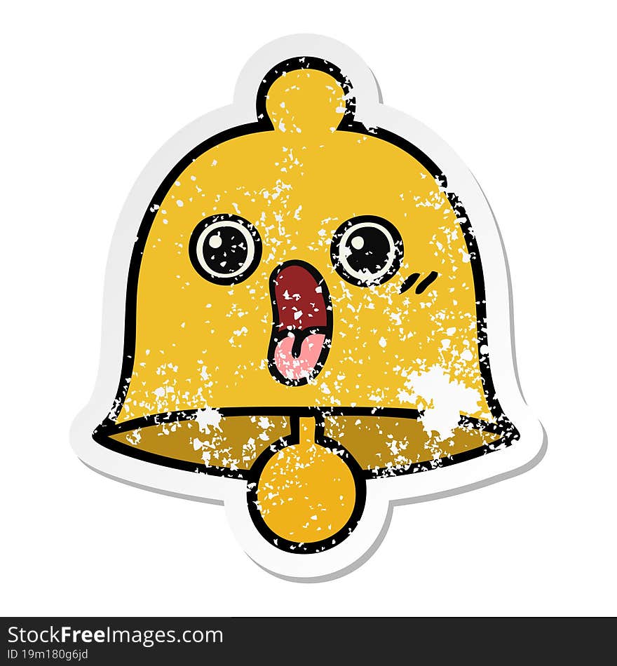 distressed sticker of a cute cartoon bell