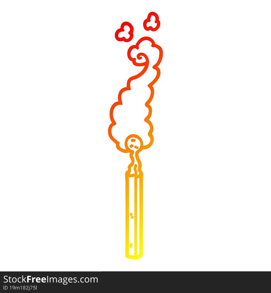 warm gradient line drawing cartoon burnt match