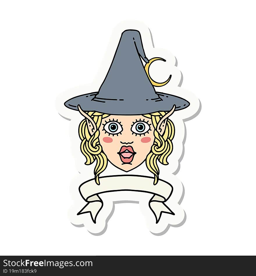 Elf Mage Character Face With Banner Sticker