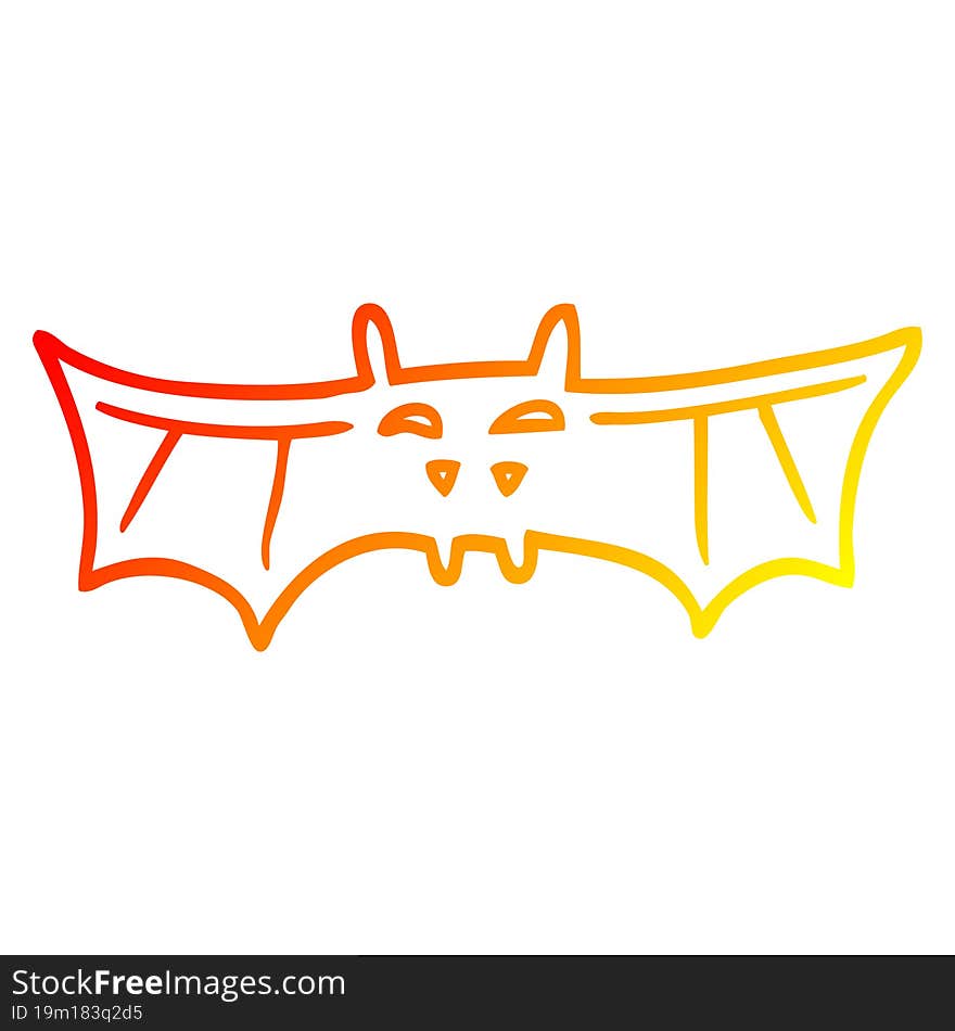 warm gradient line drawing cartoon vampire bat