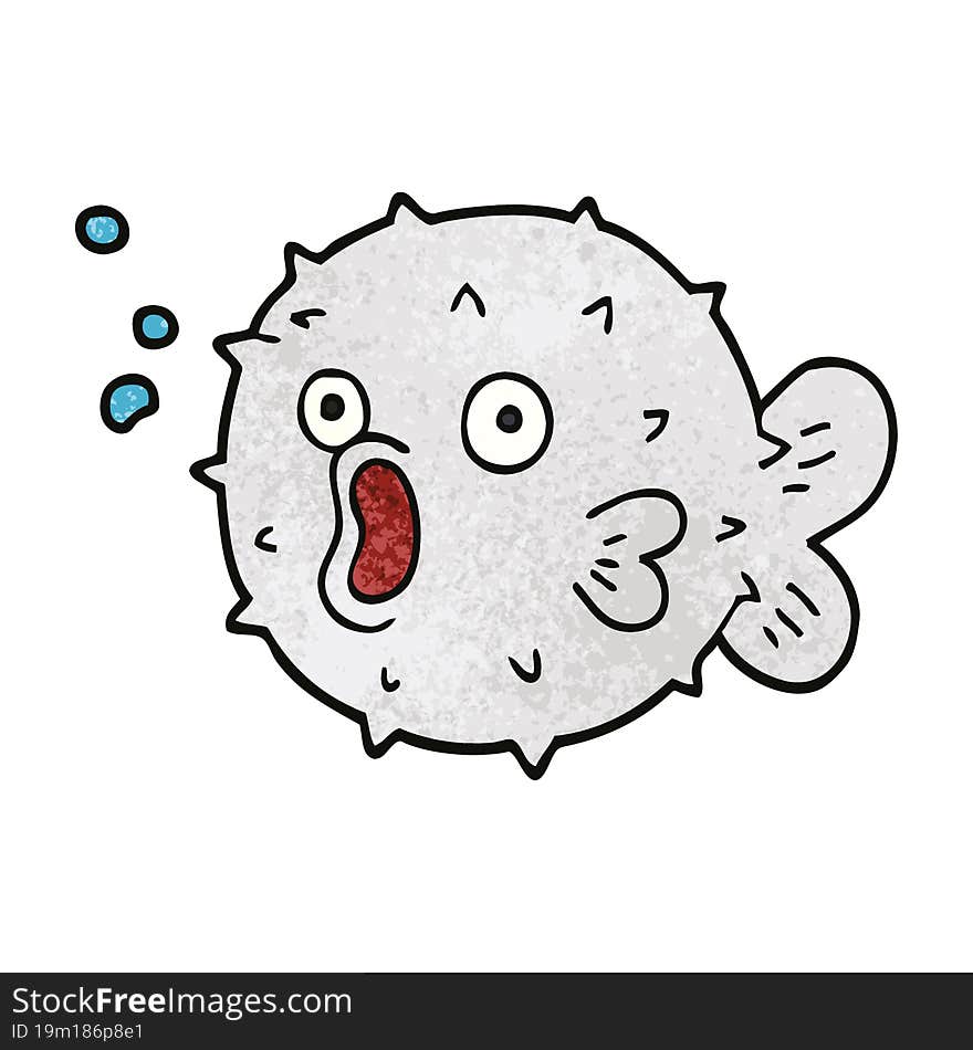 cartoon doodle blow fish