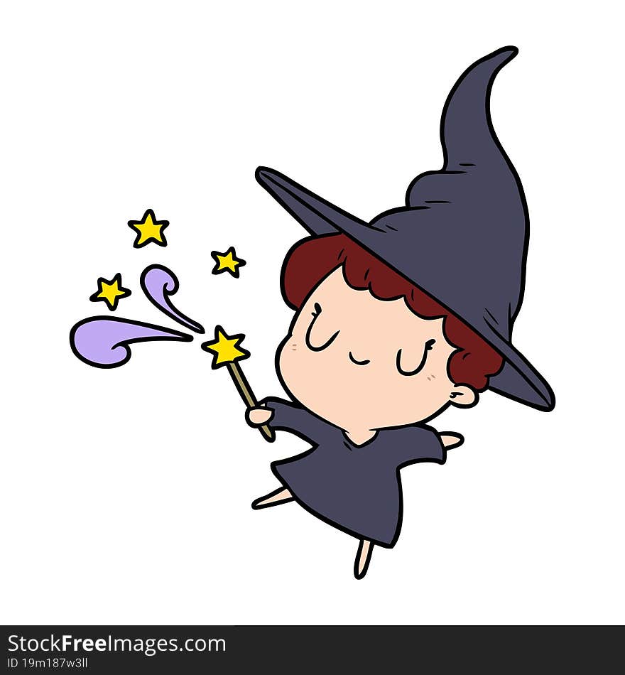 cute cartoon witch casting spell. cute cartoon witch casting spell