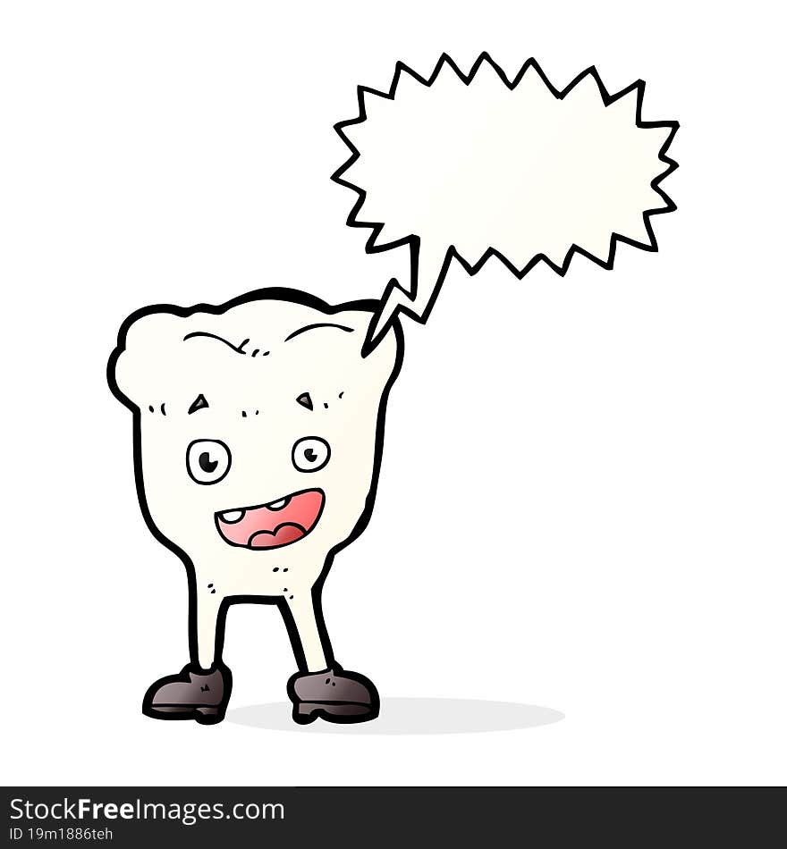 cartoon tooth with speech bubble