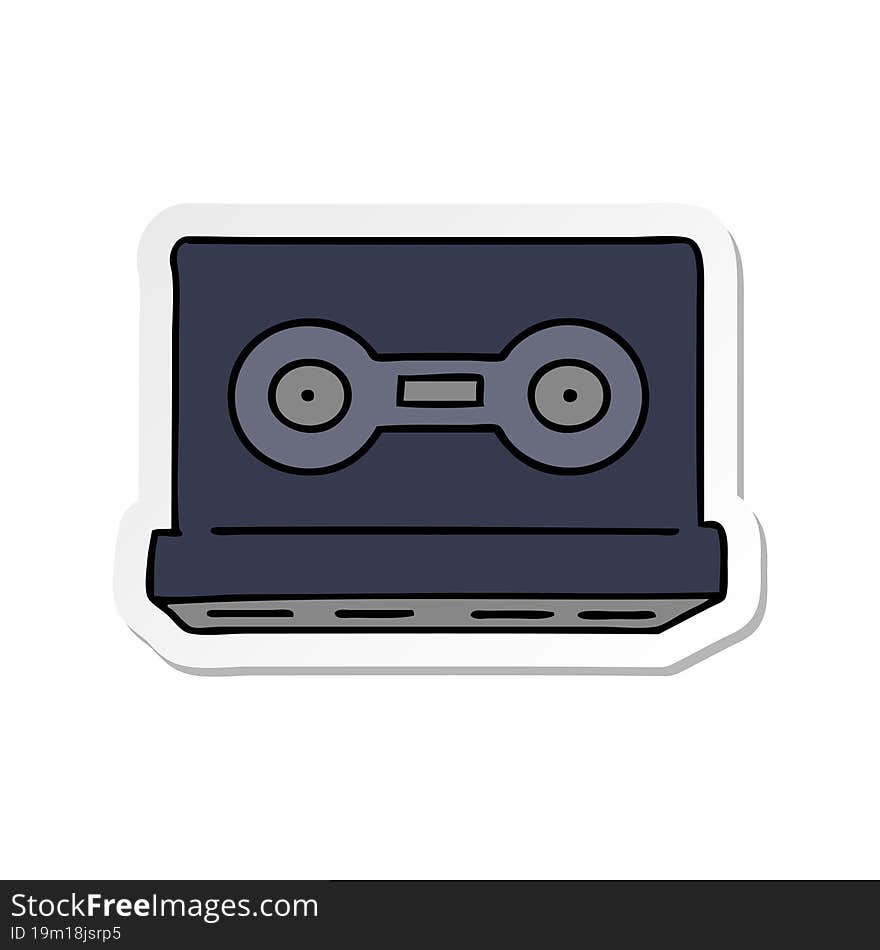 sticker cartoon doodle of a sticker cassette tape