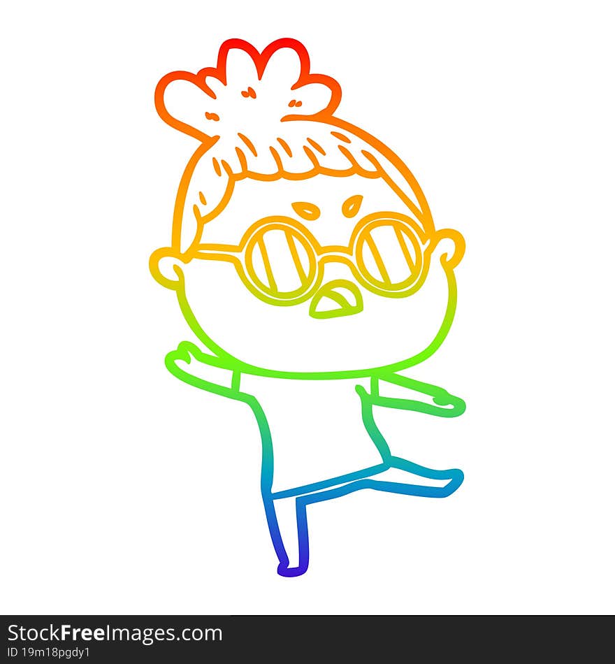 rainbow gradient line drawing cartoon annoyed woman