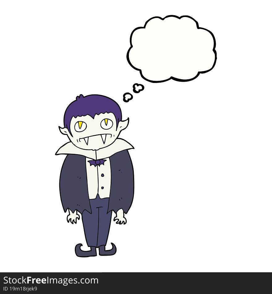 freehand drawn thought bubble cartoon vampire boy