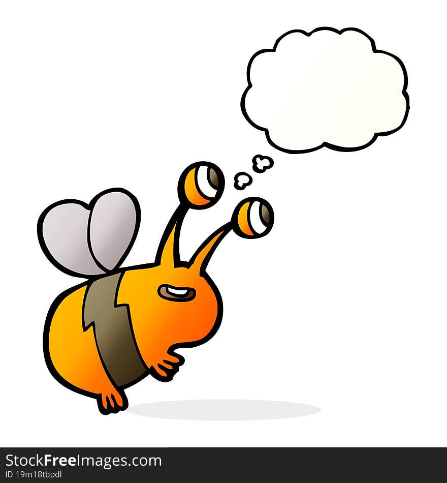 cartoon happy bee with thought bubble