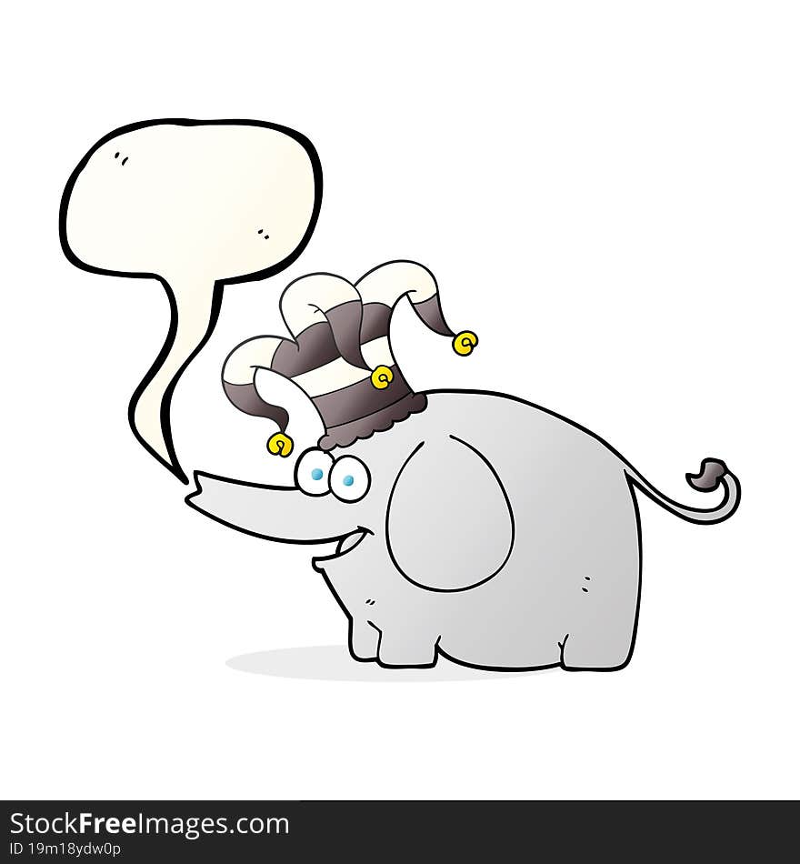 speech bubble cartoon elephant wearing circus hat