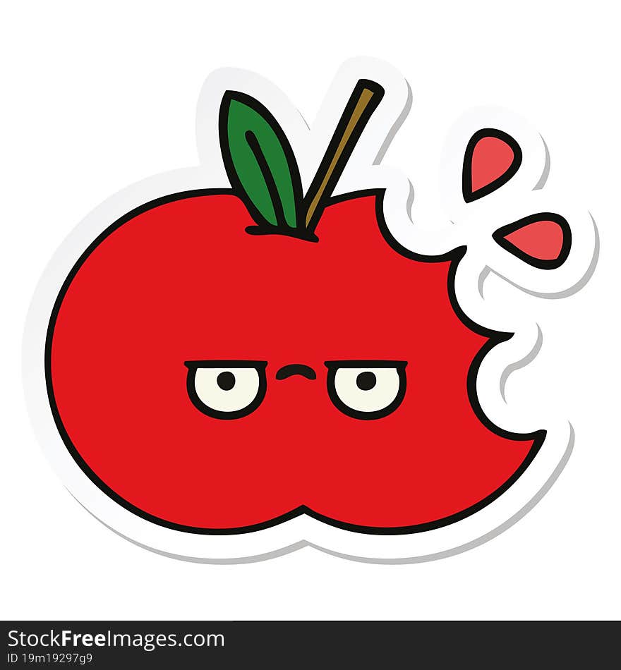 Sticker Of A Cute Cartoon Red Apple