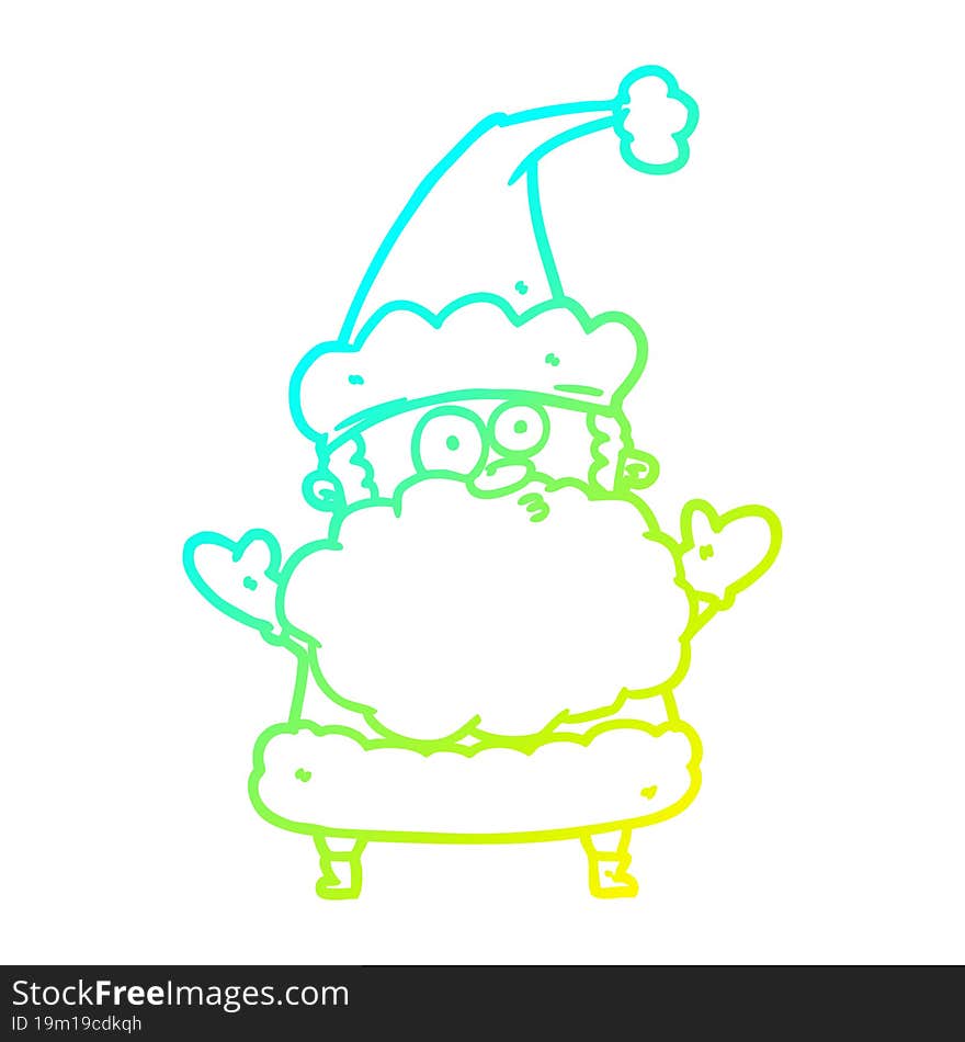 cold gradient line drawing confused santa claus shurgging shoulders