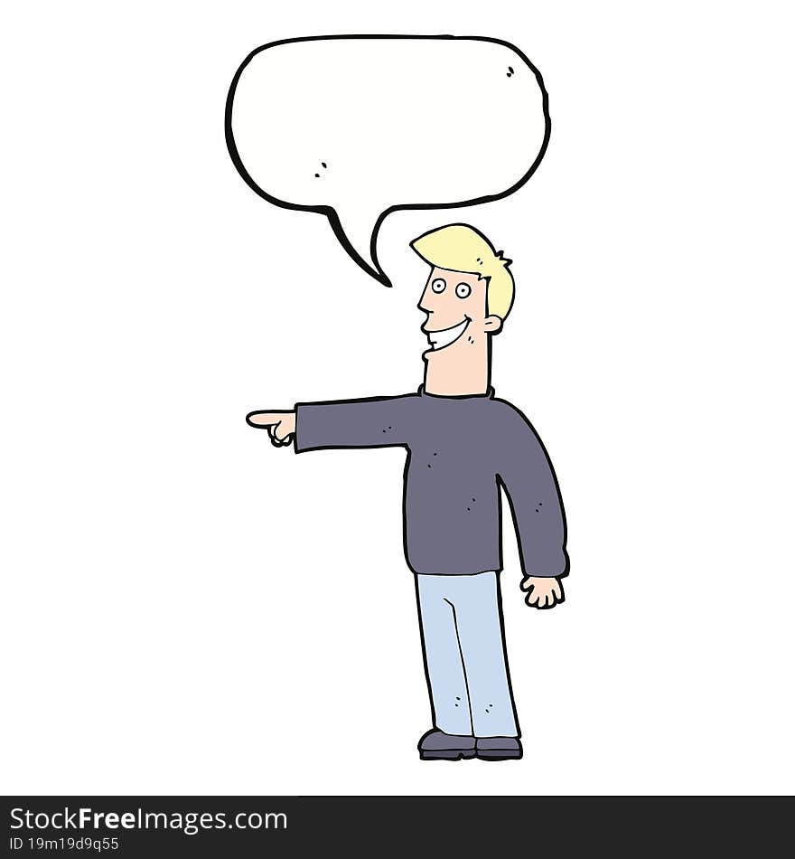 cartoon pointing man with speech bubble