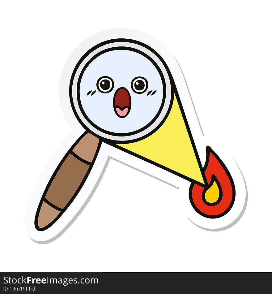 sticker of a cute cartoon magnifying glass