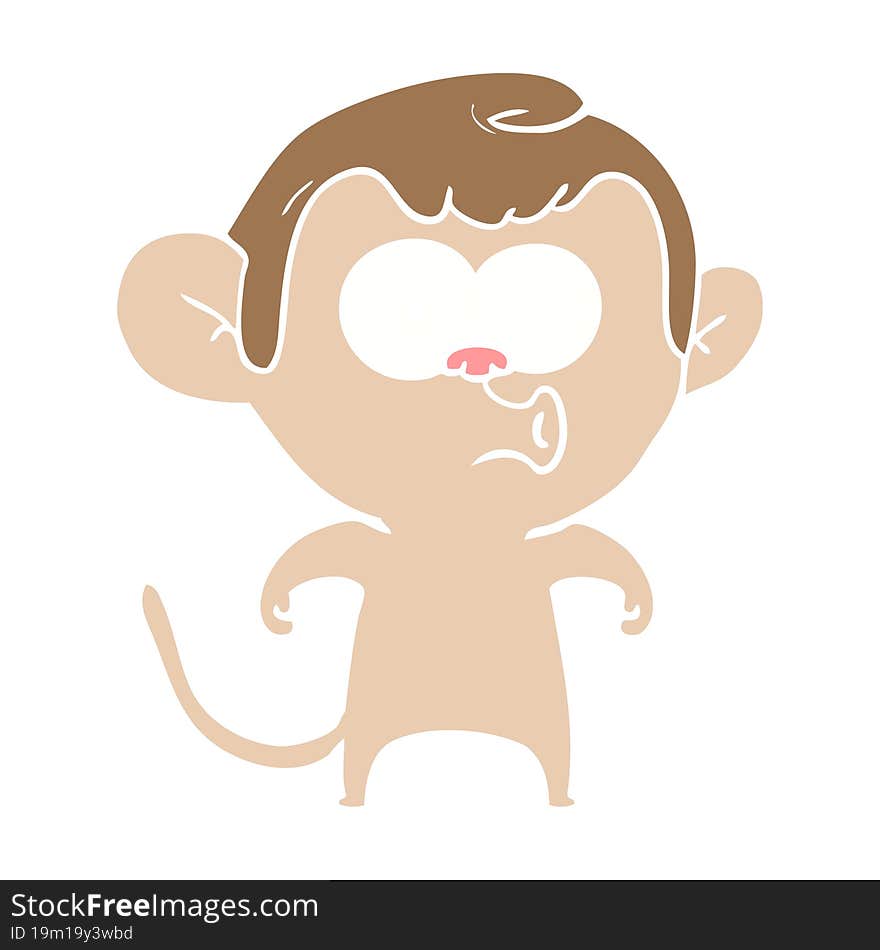 flat color style cartoon hooting monkey