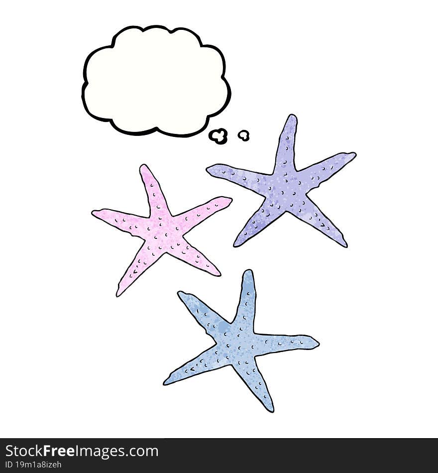 freehand drawn thought bubble textured cartoon starfish