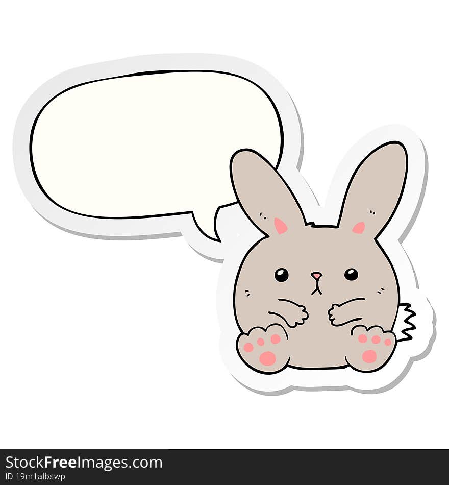 Cartoon Rabbit And Speech Bubble Sticker